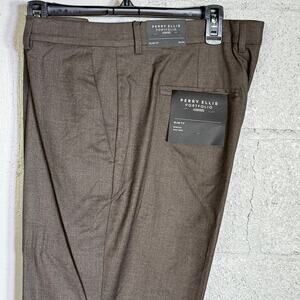 Perry Ellis Portfolio Men's Slim  Non-Iron Stretch Dress Pants brown 36X34 $95